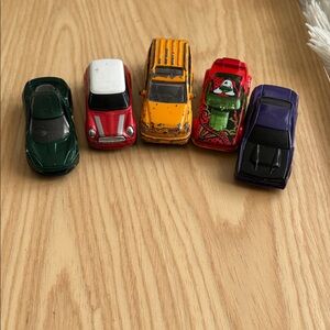 Assorted Toy Car Set - Red, Orange, Green, Purple ( lotus, Mini Cooper)